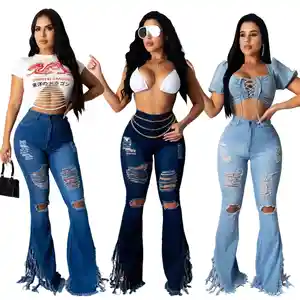 2021 брюки большого размера, женские джинсы, женские брюки с колокольчиком, рваные джинсы, брюки и джинсы большого размера