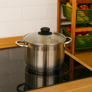 Coperchio in Vetro Temperato a Cupola da 28 cm con Base in Legno per Uso in Cucina - Product Image 3
