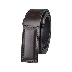 Ceinture mécanique sans boucle en cuir véritable pour homme, ceinture à boucle ardillon