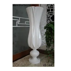 Fibra de vidro vaso centerpieces branco decoração flor vaso tarja grande brilhante vaso casamento festa casa decoração do hotel (VS-144)