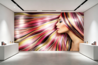 . Papier peint mural 3D personnalisé, multicolore et vibrant, pour la décoration murale de studio de beauté ou de salle de maquillage
