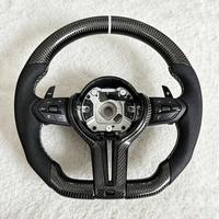 Volant de voiture en fibre de carbone avec chauffage et vibration White Stitch pour BMW 535i F10 328i E90 E93 F87 E36 M5 F90 M240i F30