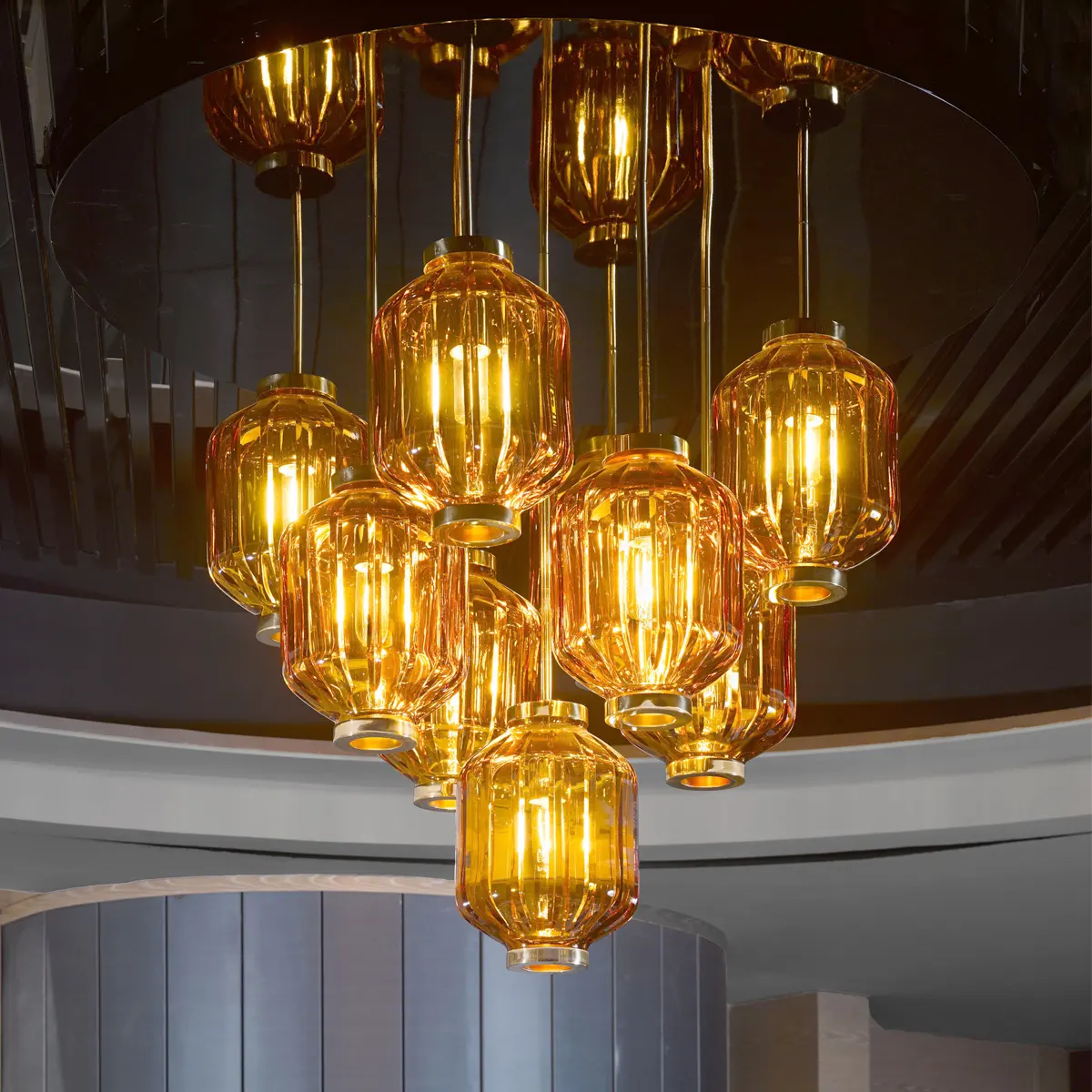 Modern tavan çin avize aydınlatma özel yemek odaları için LED fener cam avize