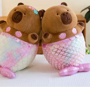 ตุ๊กตาคาปิบาร่านางเงือกสุดสร้างสรรค์ ตุ๊กตาคาปิบาร่า ตุ๊กตาหนูตะเภา หมอนอิง กระเป๋าเป้สะพายหลังรูปนางเงือก - Product Image 1