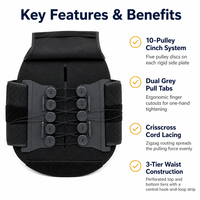 Penyangga Punggung Lumbar Hitam 10 Pulley dengan Panel Ganda, Jaring Sarang Lebah, dan Panel Pelindung Punggung