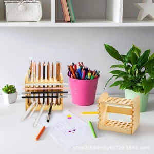 Wooden Paintbrush Organizer <b>Desktop</b> 4 Layers Art Tool <b>Shelf</b> Stationery Holder - Product Image 1