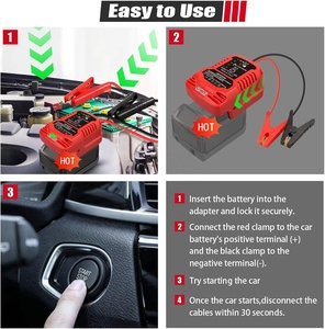 Démarreur de Voiture d'Urgence et Adaptateur d'Assistance au Démarrage pour Batterie Lithium-Ion 18V Milwaukee M-18S – Booster de Démarrage Automobile Alimenté par Batterie - Product Image 5
