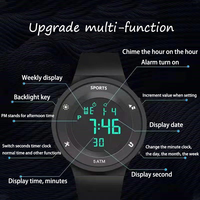 Montres numériques pour hommes Montres-bracelets à quartz en silicone noir Grand cadran Étanche Affichage électronique à led Horloge Chronomètre pour hommes