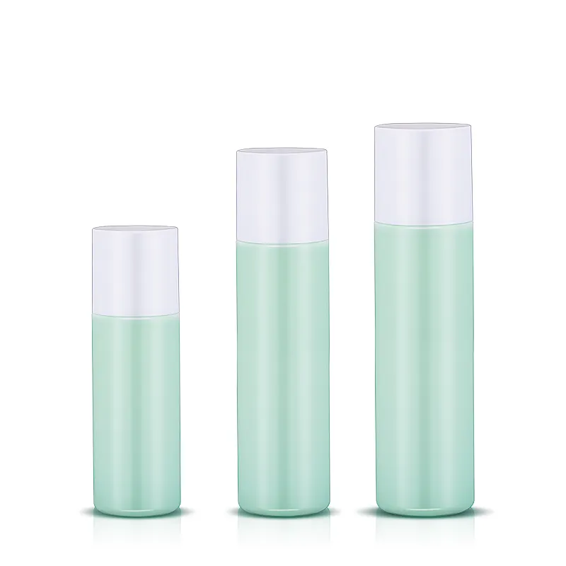 Wholesale PET RPET 100ml 150ml 200ml cylinder green moisture water bottle with wipe and cap