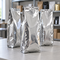 Sachet de café en aluminium à soufflets latéraux, vierge, refermable, avec fermeture éclair thermoscellable, pour grains torréfiés et café moulu, sac de café en gros
