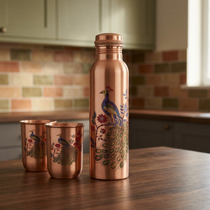 Ensemble de bouteilles d'eau isothermes en cuivre martelé à double paroi, écologiques, avec logo personnalisé, idées cadeaux, style moderne, pour le bureau et la maison - Product Image 4