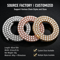 Collier chaîne tennis en alliage de zinc avec strass, style cubain simple rangée 3mm 4mm 5mm, pour hommes et femmes, stock disponible, bijoux OEM d'usine