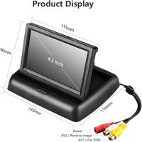 Mini Pantalla de Monitor plegable Digital de 4,3 pulgadas para coche, camión, vehículo, vista trasera, Kits de estacionamiento inverso, pantalla LCD