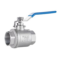 Vanne à bille filetée en acier inoxydable en deux parties, commande manuelle, OEM personnalisable, connexion à union vraie, étanchéité en PTFE pour l'eau et le gaz
