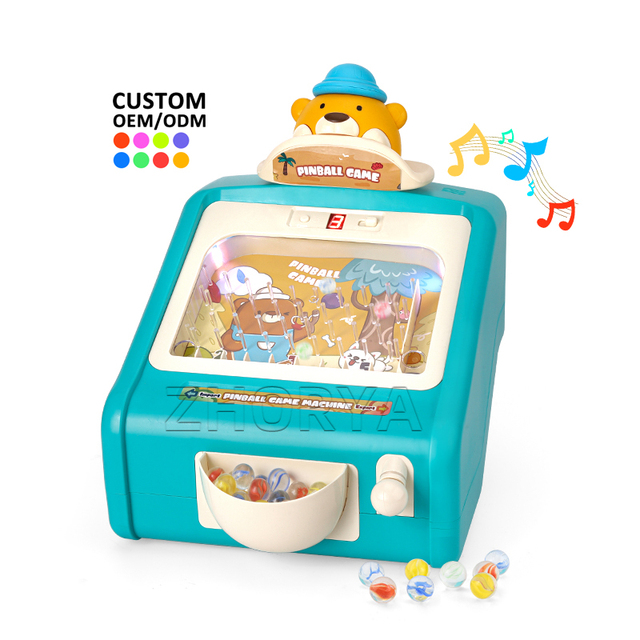 Zhorya Kids Mini Pinball Machine Electronic Arcade Tabletop Marbles Pinball Game with Lights Music