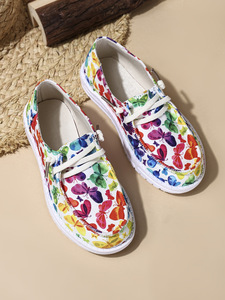 Chaussures en toile imprimées pour enfants, nouvelles chaussures décontractées pour enfants à lacets et bout rond imprimé coloré - Product Image 6