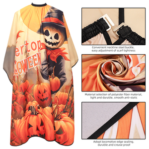Capa de Barbero de Alta Calidad para Halloween, de Poliéster, Duradera, Suave, Impermeable, con Cintura Ajustable, Personalizable para Salón - Product Image 4