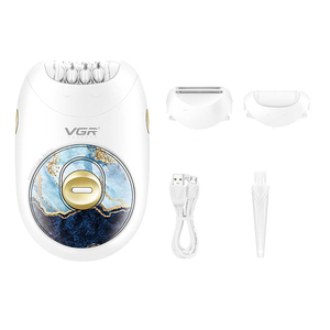 เครื่องกำจัดขน VGR V-736 IPX5 สำหรับผู้หญิง เครื่องโกนขนไฟฟ้า ชุดอุปกรณ์ดูแลขน กำจัดหนังด้าน สำหรับใบหน้า ลำตัว บริเวณขาหนีบ เครื่องเล็มขนบิกินี่ กำจัดขน - Product Image 1