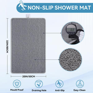 Tapis antidérapant pour salle de bain, tapis de douche rectangulaire gris en PVC, tapis de bain imperméable au design minimaliste - Product Image 3