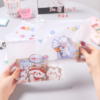 Organisateur de papeterie pour étudiants Niuniu en forme de dessin animé, sac à anneaux avec fermeture éclair, sac de classement étanche, sac de classement transparent, pochette pour données