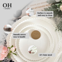 Assiette en Porcelaine Fine Blanche Pure Style Américain Frais Écologique Motif Personnalisé Luxe Mariage Fête Maison Vaisselle