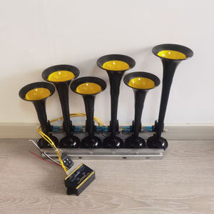 แตรลมรถยนต์ 6 ท่อ 36 เสียง แตรลมไฟฟ้าสำหรับรถบรรทุก แตรลมโลหะพร้อมปุ่มกด ไม่มีแบตเตอรี่ - Product Image 4