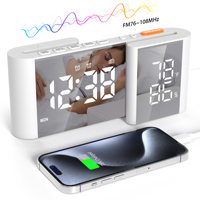 Neuer Moderner S-förmiger Digitaler Wecker mit Doppelbildschirm, Radio und Dimmer für Heimdekoration und Büro