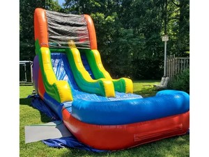 Toboggan aquatique gonflable commercial à double piste en PVC, pour utilisation sèche ou humide, avec double <span class=keywords><strong>piscine</strong></span> à éclaboussures, idéal pour les entreprises de <span class=keywords><strong>location</strong></span> de matériel de fête - Product Image 3