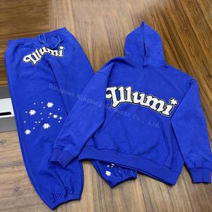 Chándal de algodón de alta calidad con logotipo estampado de soplo personalizado, Sudadera con capucha <span class=keywords><strong>y</strong></span> conjuntos de Jogger con diseño de diamantes, chándal - Product Image 1