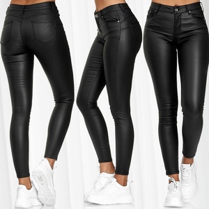 <span class=keywords><strong>Pantaloni</strong></span> da Donna in <span class=keywords><strong>Ecopelle</strong></span> alla Moda, Vita Alta con Bottoni, Modello Skinny a Sigaretta - Product Image 4