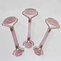 Herramientas de masaje facial de cuarzo rosa de alta calidad 100% rodillo de piedra Natural masajeador rodillo de Jade