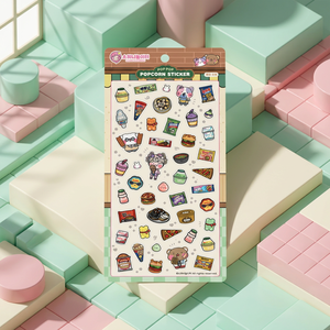[Sowony Playground] 3D Waterproof PVC UV Printed Popcorn <b>Stickers</b> Sweet Snack Shop Korean Cute Candy Kawaii Deco <b>Sticker</b> Sheet - Product Image 1