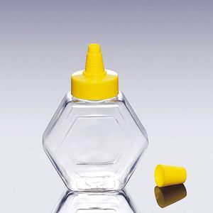 Hexagonal Modern Plastic Food Grade Honey Squeeze <b>Bottle</b> <b>with</b> Screen Printing <b>Flip</b> <b>Top</b> 200ml for Jelly and Candy 100pcs - Product Image 5