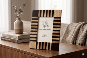 Cadre photo décoratif de luxe en bois massif rayé, fait main, écologique, pour la maison, le bureau ou la table. - Product Image 5