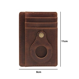 New Slim Minimalist Cowhide Crazy Horse Leather Wallet RFID Anti-Theft Card Holder Featuring Front Pocket 'Find My Wallet' - Product Image 4