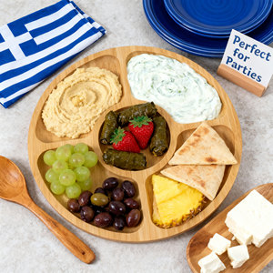 Bamboo <strong>Plate</strong> Round Party Self Dinner <strong>Plate</strong> 7-section Round Nut Candy Fruit Snack <strong>Plate</strong> Food Serving Tray <strong>with</strong> Dividers - Product Image 5