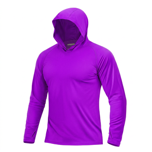 เสื้อฮู้ดแขนยาวสีส้มสำหรับผู้ชาย UPF 50 แห้งเร็ว เหมาะสำหรับตกปลา สีพื้น แบบสวมหัว - Product Image 4