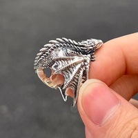 Bagues ajustables style gothique punk avec ailes de pterosaure, bijoux vintage, accessoires, cadeaux