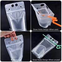 Emballage personnalisé de poche pour jus de fruits, transparent givré, avec fermeture éclair, debout, en plastique, sacs transparents pour l'eau