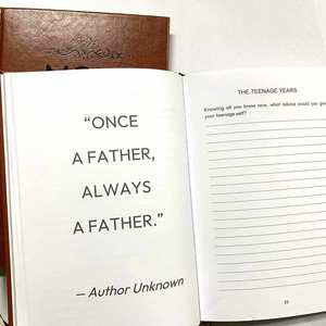 Papa, je veux connaître ton histoire de vie - Journal relié en cuir avec 100 pages - Cadeau souvenir familial pour maman - Product Image 3
