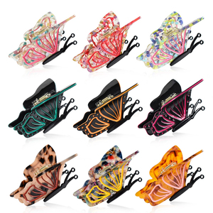 Fermaglio per <span class=keywords><strong>Capelli</strong></span> a Farfalla in Acetato con Logo Personalizzato, Clip per <span class=keywords><strong>Capelli</strong></span> a Presa Forte, Vendita all'Ingrosso OEM ODM - Product Image 1