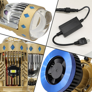 T8 Car <b>Led</b> <b>Headlights</b> H4 Gold 70W 30000Lm Bi Xenon Projector Integrated High Low Beam For General Vehicles - Product Image 1