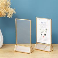 Soporte de exhibición de tamaño personalizado A4 A5 A6, soporte de menú, soporte de letrero acrílico con borde dorado, soportes para números de mesa de boda