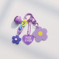 Porte-clés en acrylique mignon en forme de cœur avec fleur colorée, breloques pour sacs promotionnels, coques de téléphone portable, chaînes, pendentifs décoratifs, accessoires DIY