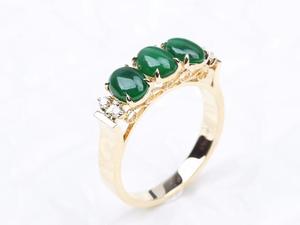 Or jaune 18 carats 23 #   Bague en diamant en forme d'œuf de jade naturel, pierre principale de 2,75 carats, pierres secondaires de 0,108 carats, pour mariages et fiançailles, 4 pièces - Product Image 4
