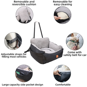 Asiento de coche para perros pequeños OEM, hamaca, cama, patrón de animales, portador de viaje para mascotas, funda de asiento elevador para bolsillos de almacenamiento de coche - Product Image 4