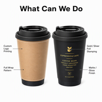Gobelets à café en papier noir à double paroi de 16 oz avec logo personnalisé, estampage à chaud en feuille d'or, vente en gros, gobelets isothermes jetables