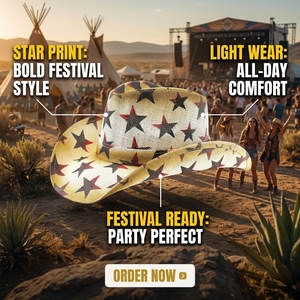 Chapeau de cowboy en paille tressé pour femme, style <span class=keywords><strong>vacances</strong></span>, avec peinture en spray, à bord large et souple, modèle <span class=keywords><strong>Canada</strong></span> - Product Image 3