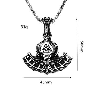 Themed Pendant Stainless Steel Viking Thor Hammer Necklace Men's Retro Hip Hop Style Gift Jewelry - Product Image 5