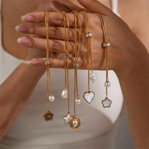 Collana di perle estive da donna con ciondolo in acciaio inossidabile con nappa Love Clavicle gioielli di moda transfrontalieri - Product Image 1